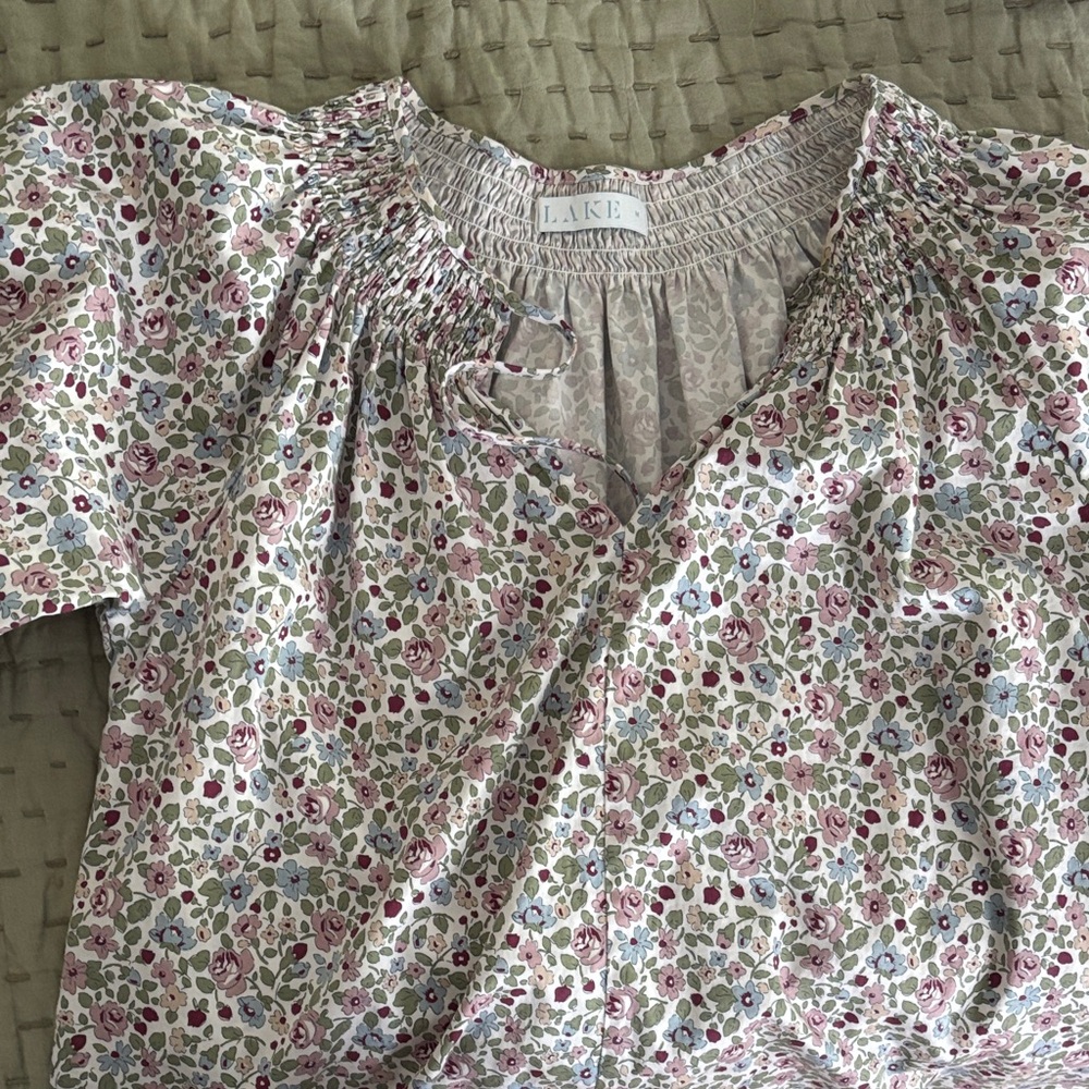 LAKE Floral Smocked Blouse